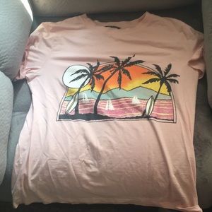 Pink shirt with sunset design